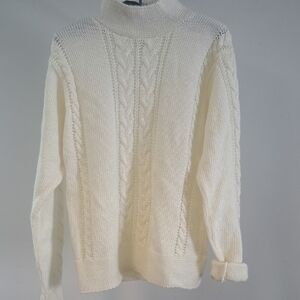 Cozy Cable Knit Turtleneck Sweater - Cream
